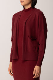 Khloe Femme Cardigan Aperto con Tasche BORDEAUX