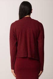Khloe Femme Cardigan Aperto con Tasche BORDEAUX