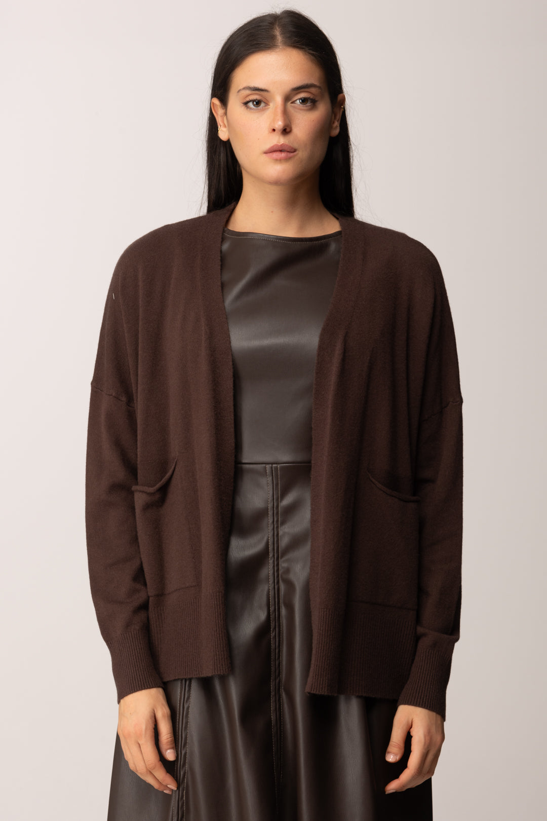 Khloe Femme Cardigan Aperto con Tasche MORO