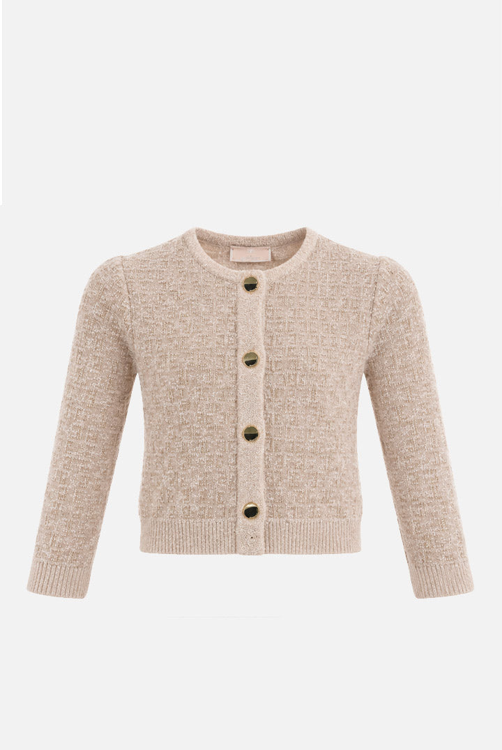 Elisabetta Franchi Bambina Cardigan Bambina In Maglia Jacquard con Bottoni Gioiello EGMA058CFL149.D747
