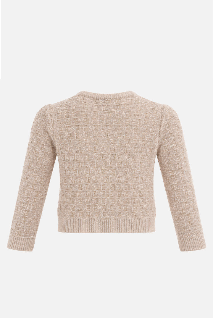 Elisabetta Franchi Bambina Cardigan Bambina In Maglia Jacquard con Bottoni Gioiello EGMA058CFL149.D747