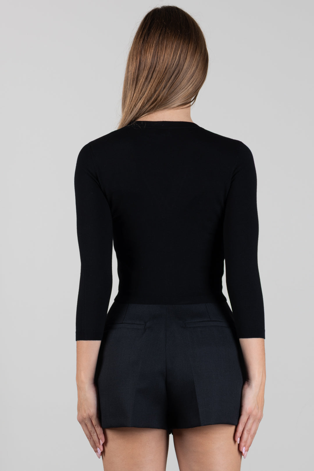 Elisabetta Franchi Cardigan Bustier In Maglia con Bottoni Logo MK24S67E2 NERO