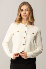 Twin-set Cardigan con Dettagli Smerlati 252TP320A PARCHMENT