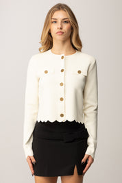 Twin-set Cardigan con Dettagli Smerlati 252TP320A PARCHMENT