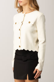 Twin-set Cardigan con Dettagli Smerlati 252TP320A PARCHMENT