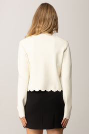 Twin-set Cardigan con Dettagli Smerlati 252TP320A PARCHMENT