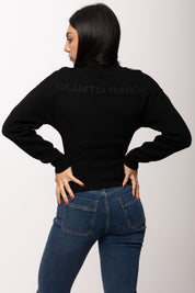 Elisabetta Franchi Cardigan con Logo Lettering Sul Retro MK69Q61E2 NERO