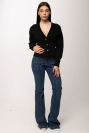 Elisabetta Franchi Cardigan con Logo Lettering Sul Retro MK69Q61E2 NERO