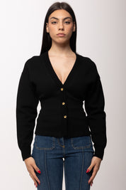 Elisabetta Franchi Cardigan con Logo Lettering Sul Retro MK69Q61E2 NERO