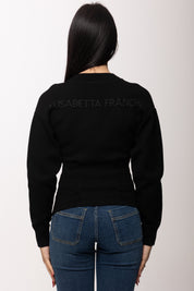 Elisabetta Franchi Cardigan con Logo Lettering Sul Retro MK69Q61E2 NERO