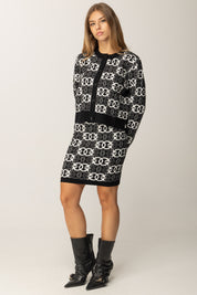 Pinko Cardigan con Logo Love Birds NERO/BIANCO