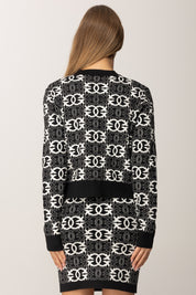 Pinko Cardigan con Logo Love Birds NERO/BIANCO
