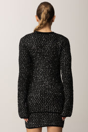 Patrizia Pepe Cardigan con Ricamo Paillettes 2K0360 K299 NERO SILVER SEQUINS