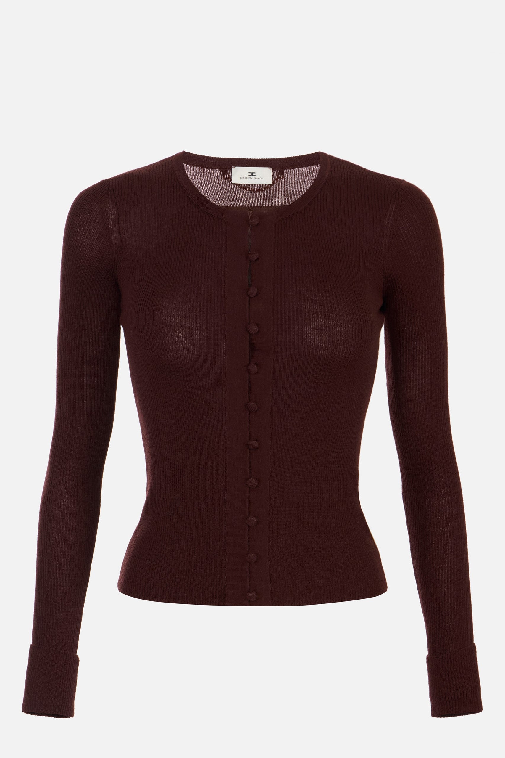 Elisabetta Franchi Cardigan con Stampa Lettering Muse Sul Retro MK42B57E2 MERLOT