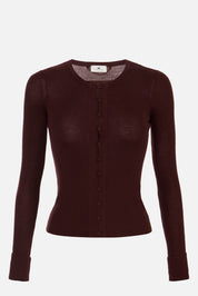 Elisabetta Franchi Cardigan con Stampa Lettering Muse Sul Retro MK42B57E2 MERLOT