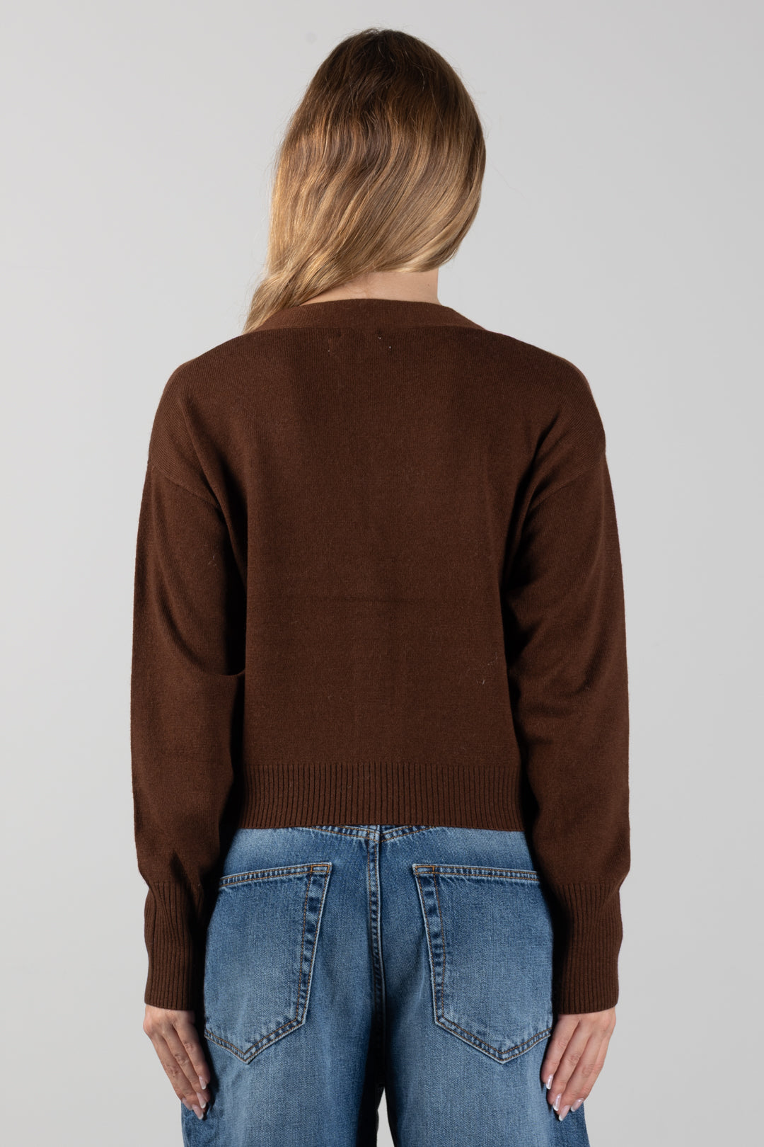 Manila Grace Cardigan Corto con Scollo a V M403WU POTTING SOIL :AI26