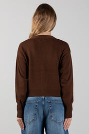 Manila Grace Cardigan Corto con Scollo a V M403WU POTTING SOIL :AI26