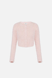 Elisabetta Franchi Cardigan Corto In Fleece Effetto Spugna MK34T67E2 MARSHMALLOW