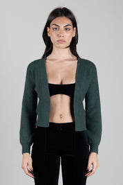 Manila Grace Cardigan Corto In Maglia a Coste M478VU BLACK FOREST :AI26