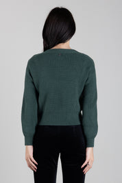 Manila Grace Cardigan Corto In Maglia a Coste M478VU BLACK FOREST :AI26