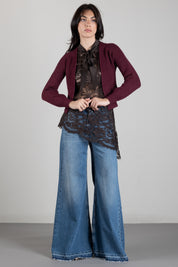 Manila Grace Cardigan Corto In Maglia a Coste M478VU PORT ROYALE :AI26