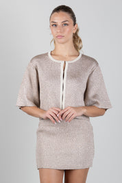 Elisabetta Franchi Bambina Cardigan Corto In Maglia con Paillettes e Profili a Contrasto EFMA204CFL158.2099
