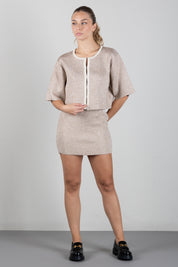 Elisabetta Franchi Bambina Cardigan Corto In Maglia con Paillettes e Profili a Contrasto EFMA204CFL158.2099
