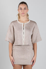 Elisabetta Franchi Bambina Cardigan Corto In Maglia con Paillettes e Profili a Contrasto EFMA204CFL158.2099