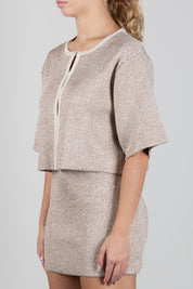 Elisabetta Franchi Bambina Cardigan Corto In Maglia con Paillettes e Profili a Contrasto EFMA204CFL158.2099