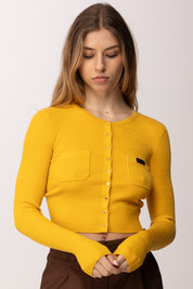 Elisabetta Franchi Cardigan Crop In Maglia a Micro-trecce MK88B61E2 SUN