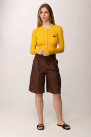 Elisabetta Franchi Cardigan Crop In Maglia a Micro-trecce MK88B61E2 SUN