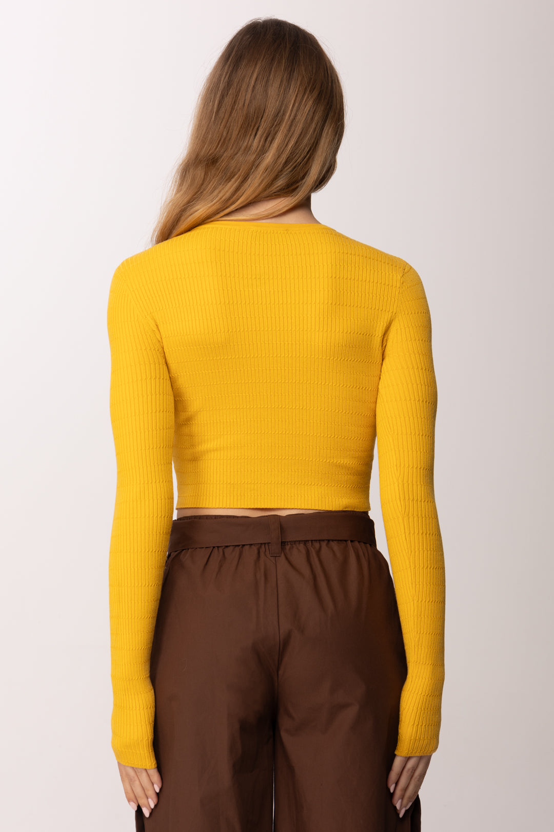 Elisabetta Franchi Cardigan Crop In Maglia a Micro-trecce MK88B61E2 SUN