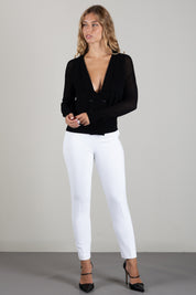 Elisabetta Franchi Cardigan Doppiopetto In Maglia e Rete MK30Q66E2 NERO