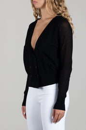 Elisabetta Franchi Cardigan Doppiopetto In Maglia e Rete MK30Q66E2 NERO