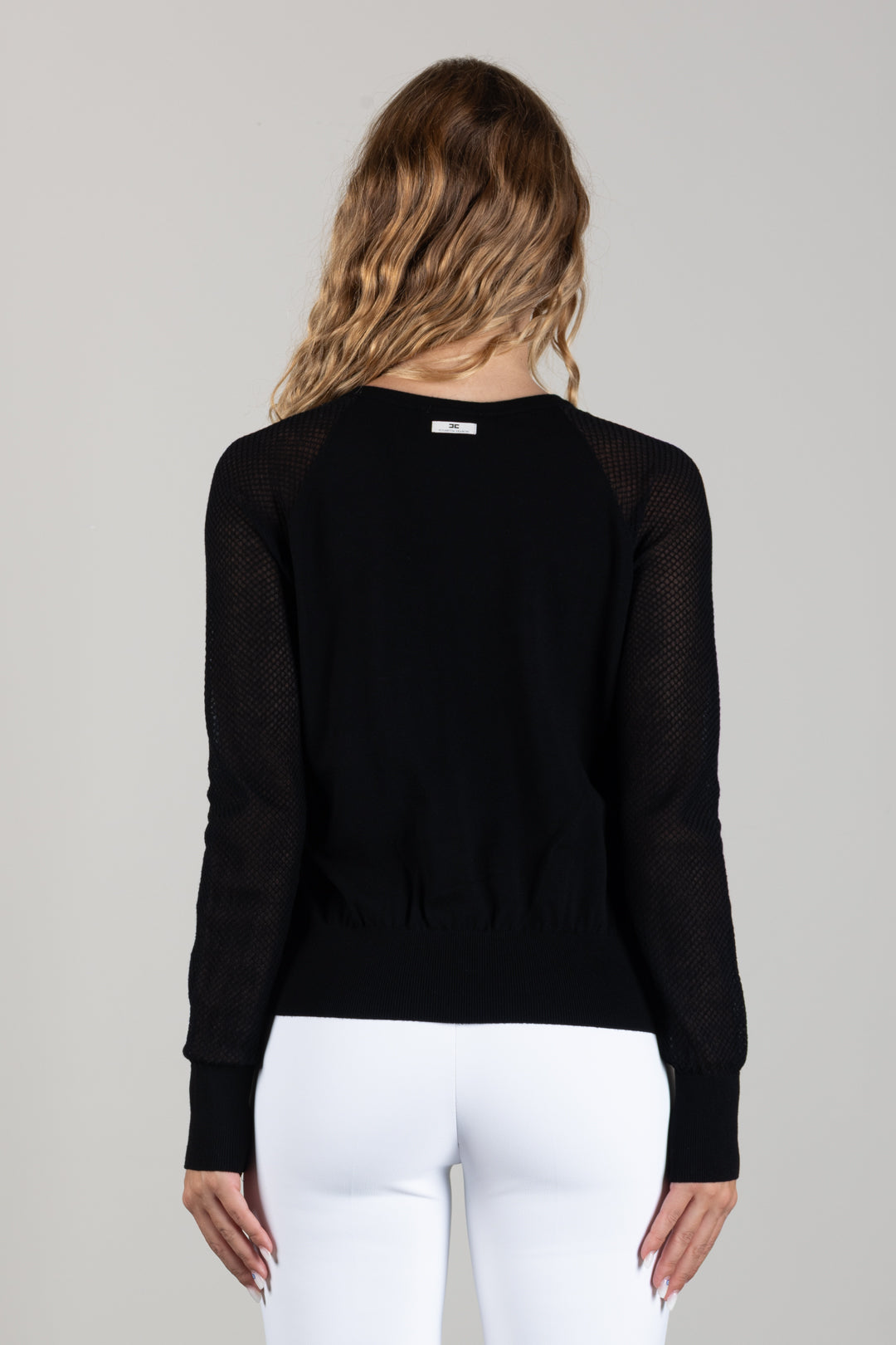 Elisabetta Franchi Cardigan Doppiopetto In Maglia e Rete MK30Q66E2 NERO