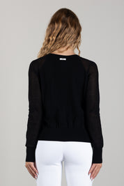 Elisabetta Franchi Cardigan Doppiopetto In Maglia e Rete MK30Q66E2 NERO