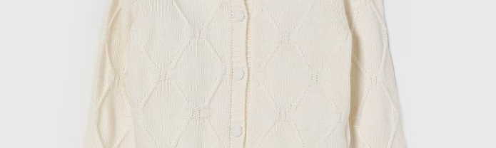 Elisabetta Franchi Bambina Cardigan Girocollo con Losanghe PANNA CHIARO