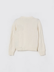 Elisabetta Franchi Bambina Cardigan Girocollo con Losanghe PANNA CHIARO