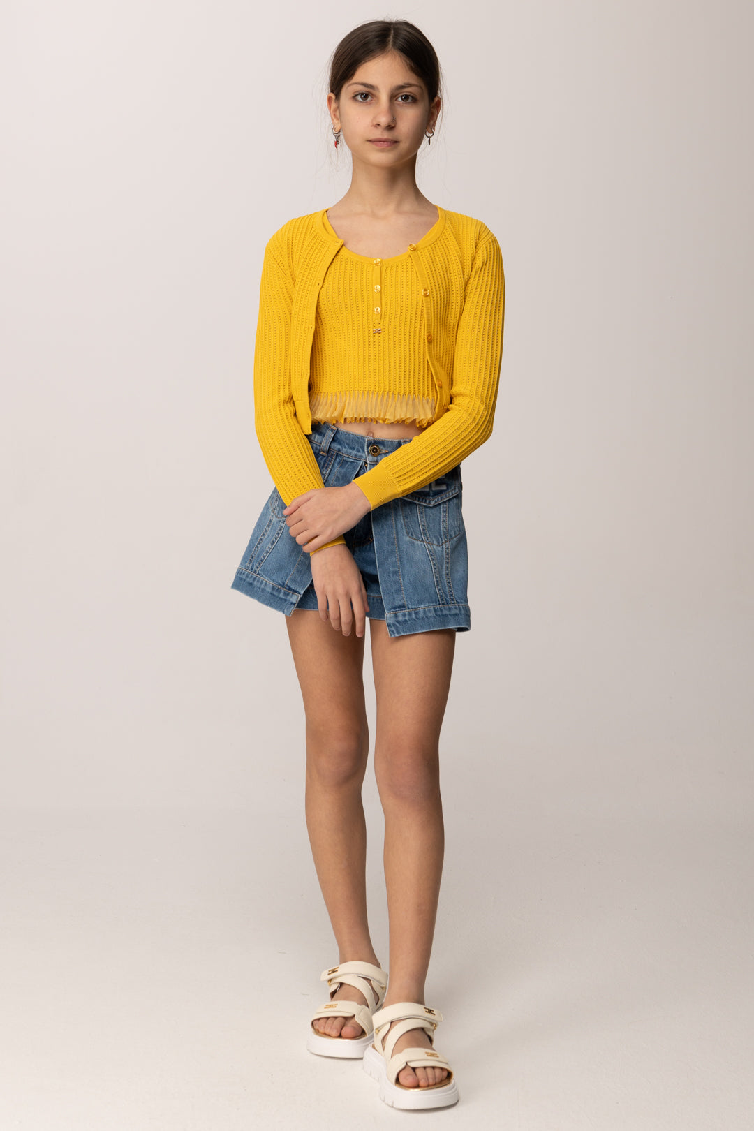 Elisabetta Franchi Bambina Cardigan In Costina Punzonata EFMA190CFL107.2033