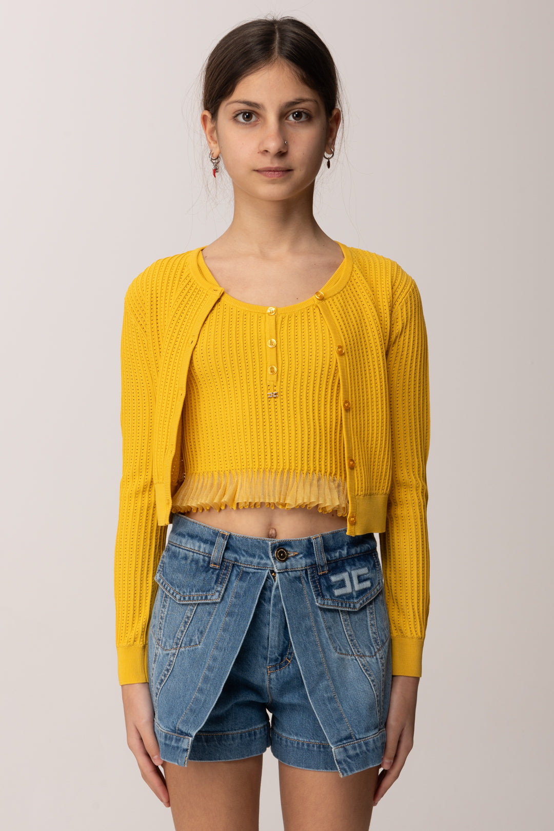 Elisabetta Franchi Bambina Cardigan In Costina Punzonata EFMA190CFL107.2033