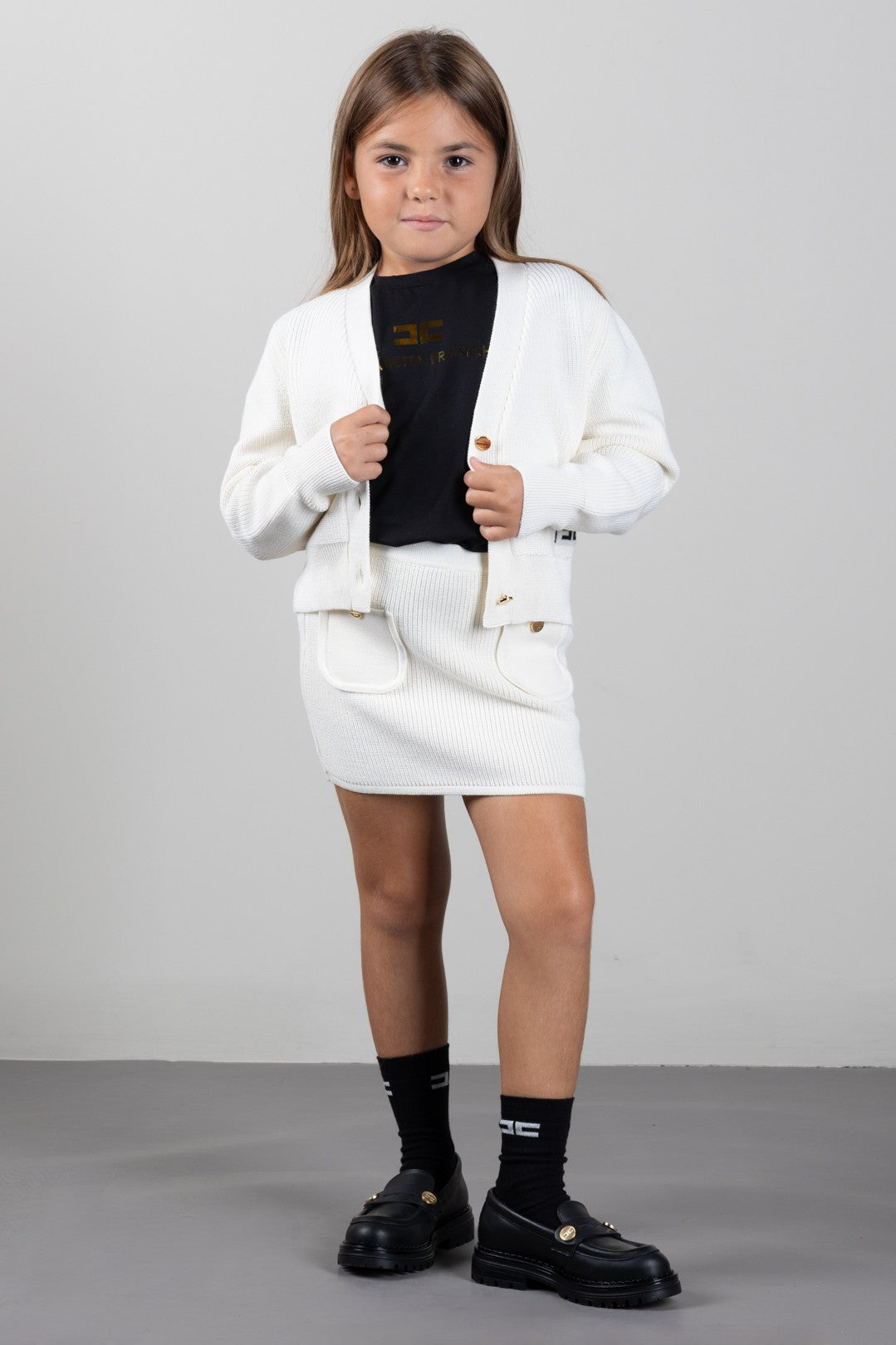 Elisabetta Franchi Bambina Cardigan In Cotone con Bottoni Logati EFMA203CFL159.0077