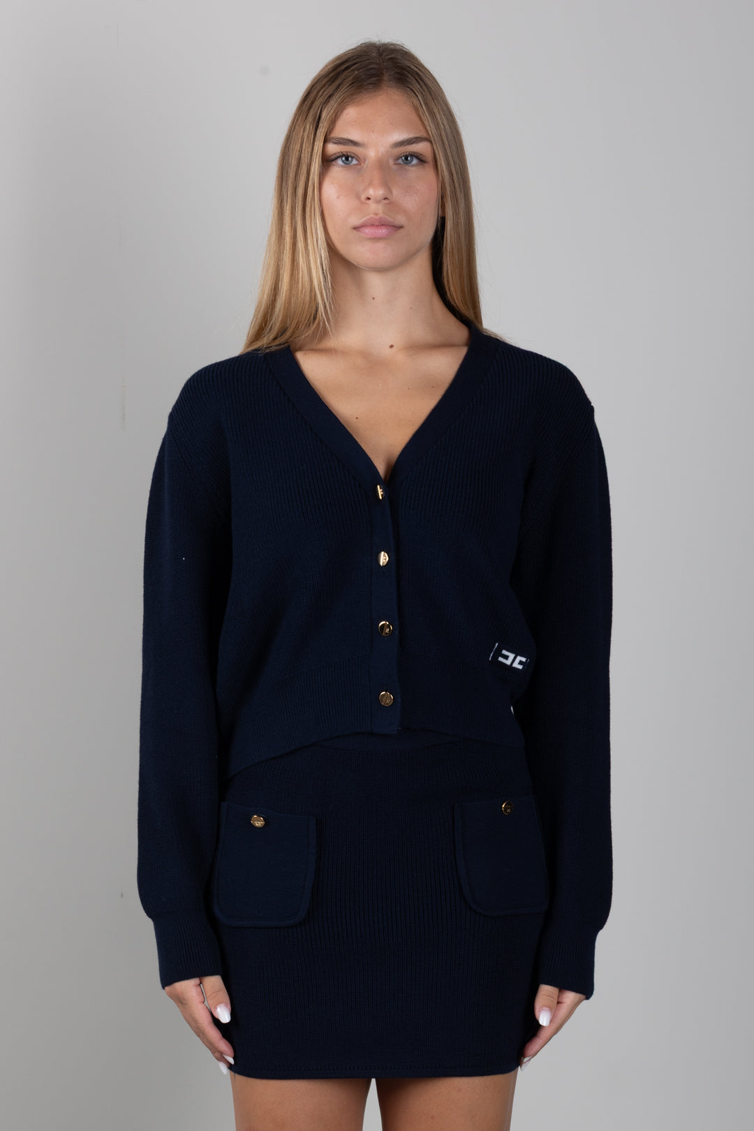 Elisabetta Franchi Bambina Cardigan In Cotone con Bottoni Logati EFMA203CFL159.4462