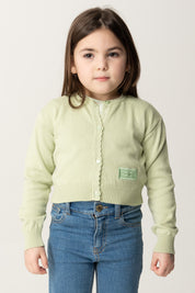 Elisabetta Franchi Bambina Cardigan In Cotone con Ricamo Etichetta EFMA163CFL061 MENTA