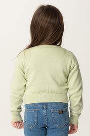 Elisabetta Franchi Bambina Cardigan In Cotone con Ricamo Etichetta EFMA163CFL061 MENTA