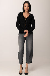 Elisabetta Franchi Cardigan In Lana con Cristalli MK26B56E2 NERO/NERO
