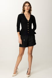 Elisabetta Franchi Cardigan In Maglia a Pieghe MK50B51E2 NERO
