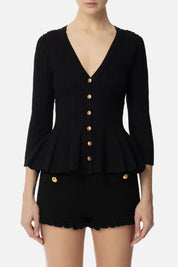 Elisabetta Franchi Cardigan In Maglia a Pieghe MK50B51E2 NERO