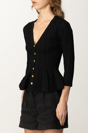 Elisabetta Franchi Cardigan In Maglia a Pieghe MK50B51E2 NERO