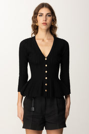 Elisabetta Franchi Cardigan In Maglia a Pieghe MK50B51E2 NERO