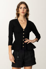 Elisabetta Franchi Cardigan In Maglia a Pieghe MK50B51E2 NERO